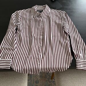 Banana Republic Maroon and White Striped Shirt